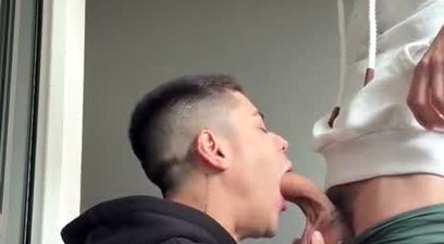 Young boy sucking the professor's big cock.