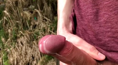 Hot Hunk Jerking his Big Dick (23cm) in Public Place near the Dam/ Teen Boy