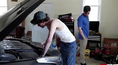 Colby Chambers Dicks Down Sexy Gay Country Boy Mechanic Right Through his Wranglers!! RAW