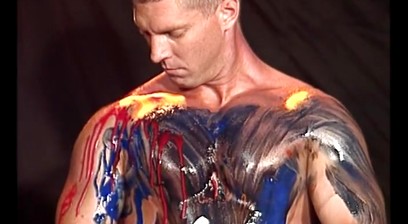 Junkyard Boy Dillon Day Paints His Muscular Body