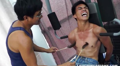 Ricky Tickles Argies Feet On The Gym
