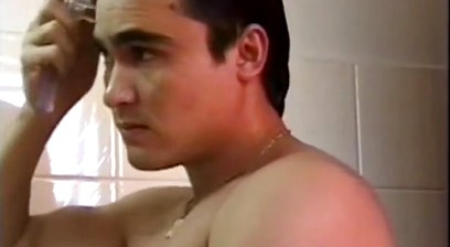 Asian twunk plays with his hairy pecker in solo action