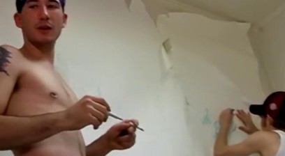 Deviant Billy pees with friends and jerks off cock