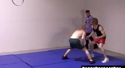Slender gays' hardcore wrestling and BDSM strip show